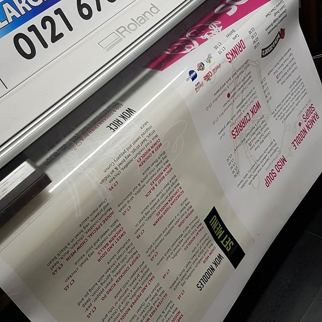 Printing wall menus for @chopandwok. These will be mounted on to Dibond. Then applied to the wall using locators To place your order whatsapp me: Mak of Big Print Birmingham on 07702153393 Or use this whatsapp link from your mobile: https://wa.me/447702153393 #bigprintbirmingham #printingbirmingham #signmaker #signs #printshop #menu