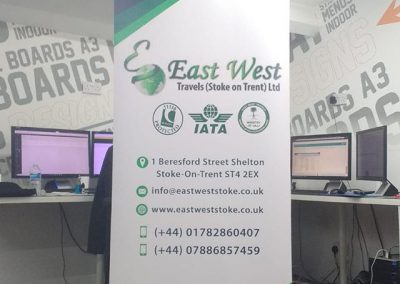 roller banner for east and west travel agents. to place your order whatsapp me mak of big print birm