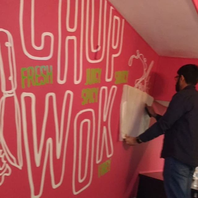 Wall vinyls being applied to @chopandwok To place your order whatsapp me: Mak of Big Print Birmingham on 07702153393 Or use this whatsapp link from your mobile: https://wa.me/447702153393