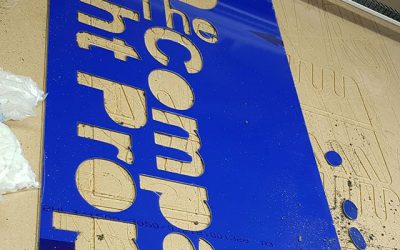 Letters cut from blue 3mm dybond sheet. To place your order whatsapp me: Mak of Big Print Birmingham on 07702153393 Or use this whatsapp link from your mobile: https://wa.me/447702153393 #bigprintbirmingham #printingbirmingham #signmaker #signs #cnc #flatcut #raisedletters