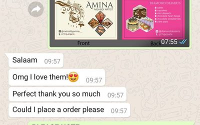 Another happy customer.  Business card order, design and print for : @mehndibyamina.__ @diamond.desserts Please whatsapp me : https://wa.me/447702153393