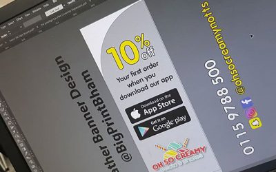 Feather banner design for @ohsocreamynotts To place your order whatsapp me: Mak of Big Print Birmingham on 07702153393 Or use this whatsapp link from your mobile: https://wa.me/447702153393