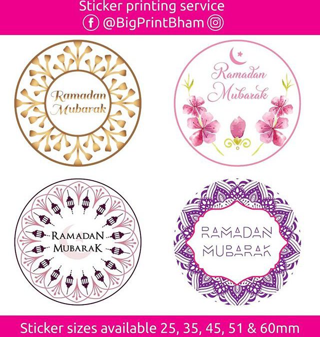 We can print you custom designed stickers for Ramadan To place your order whatsapp me: Mak of Big Print Birmingham on 07702153393 Or use this whatsapp link from your mobile: https://wa.me/447702153393