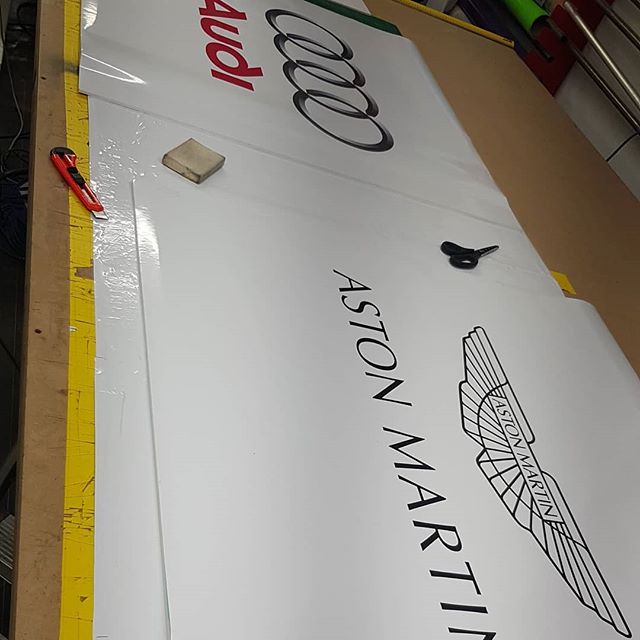 3×3 foot 5mm FoamX with car logos on them. To place your order whatsapp me: Mak of Big Print Birmingham on 07702153393