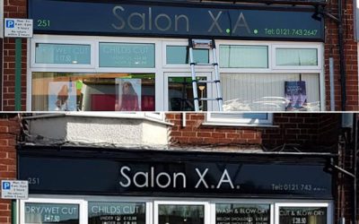 Before and after @salonx.a sign board. To place your order whatsapp me: Mak of Big Print Birmingham on 07702153393