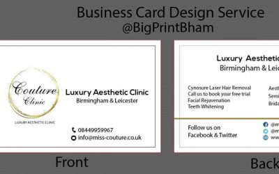 Business card design for @coutureclinic To place your order whatsapp me: Mak of Big Print Birmingham on 07702153393