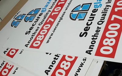 Correx advertising boards for Secure Glaze. X50 boards To place your order whatsapp me: Mak of Big Print Birmingham on 07702153393