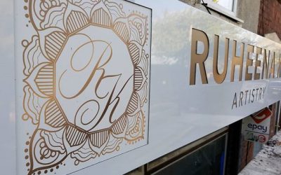 New sign board gone up for @ruheena_k_artistry To place your order whatsapp me: Mak of Big Print Birmingham on 07702153393