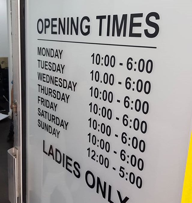 Opening times applied to this door To place your order whatsapp me: Mak of Big Print Birmingham on 07702153393