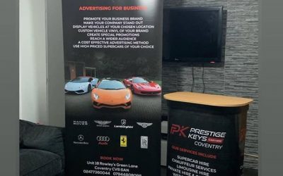 Roller banner and Excibition table, design service offered for free. To place your order whatsapp me: Mak of Big Print Birmingham on 07702153393