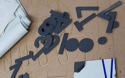 Small 3″ letters cut from gray Dibond To place your order whatsapp me: Mak of Big Print Birmingham on 07702153393