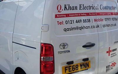 Van livery done on this van for Q Khan Electrics To place your order whatsapp me: Mak of Big Print Birmingham on 07702153393