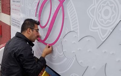 Applying the falt cut raised letters to the sign board To place your order whatsapp me: Mak of Big Print Birmingham on 07702153393