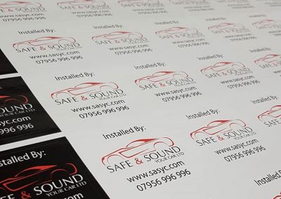 black background and white background stickers printed for @safeandsoundyourcarltd to place your ord 2