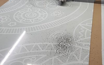 New signboard being cut. We have added a digital print pattern to the board. To place your order whatsapp me: Mak of Big Print Birmingham on 07702153393