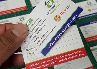 quality cards printed for bca support services to place your order whatsapp me mak of big print birm 1