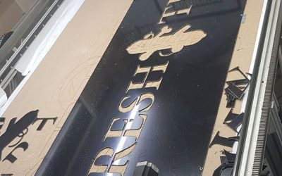 Cutting a new signboard, this is is for @freshtrimzb34 To place your order whatsapp me: Mak of Big Print Birmingham on 07702153393