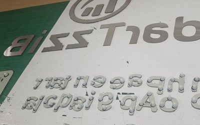 Flat cut raised letters nearly ready for installation. To place your order whatsapp me: Mak of Big Print Birmingham on 07702153393