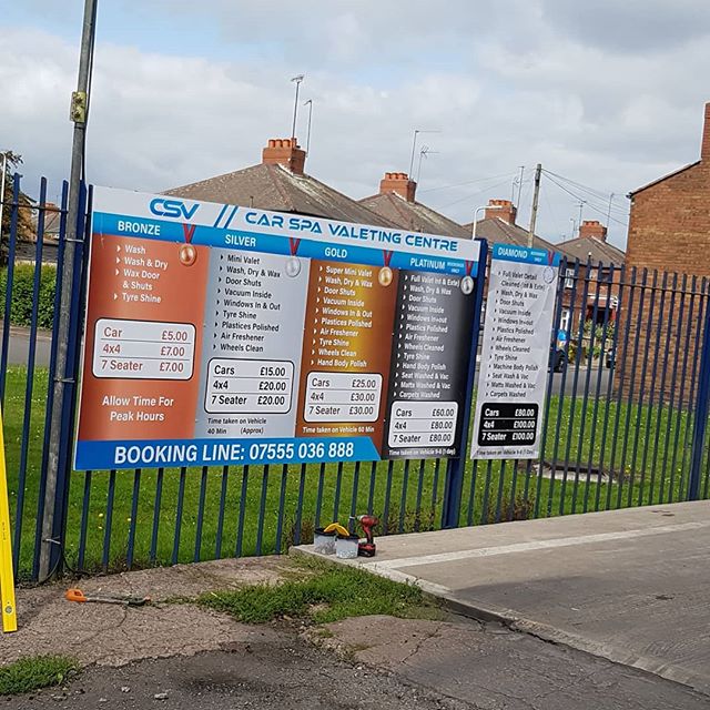 Car wash price boards gone up for @csvwash To place your order whatsapp me: Mak of Big Print Birmingham on 07702153393
