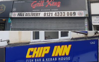 Chip Inn New signboard. The before and after. Need a new sign? To place your order whatsapp me: Mak of Big Print Birmingham on 07702153393