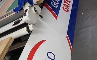 Dibond signboard 14 foot long. To place your order whatsapp me: Mak of Big Print Birmingham on 07702153393