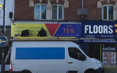 Fitting @floorsryours_stirchley signboard To place your order whatsapp me: Mak of Big Print Birmingham on 07702153393