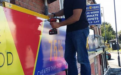 Signboard going up. @floorsryours_stirchley To place your order whatsapp me: Mak of Big Print Birmingham on 07702153393