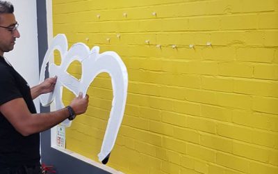 Time to clip the logo in to place. An office feature wall doesn’t have to cost alot To place your order whatsapp me: Mak of Big Print Birmingham on 07702153393