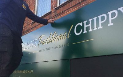John’s traditional chippy signboard gone up. To place an order for a signboard If at all possible PLEASE whatsapp me on 07702153393
