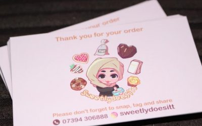 Business cards, artwork and print for @sweetlydoesitt To place an order If at all possible PLEASE whatsapp me on 07702153393