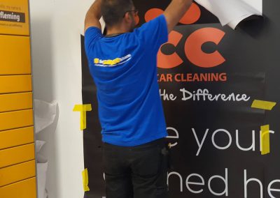 fitting a wall graphic at @intuvictoriacentre nottingham for @iccuklimited to place an order for a c 1